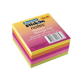 BEAUTONE STICKON NOTES CUBE Mini 50x50 5x50Shts Neon Asst